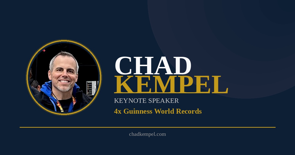 Chad Kempel keynote speaker promotional photo — Guinness World Records title holder and youth motivational speaker
